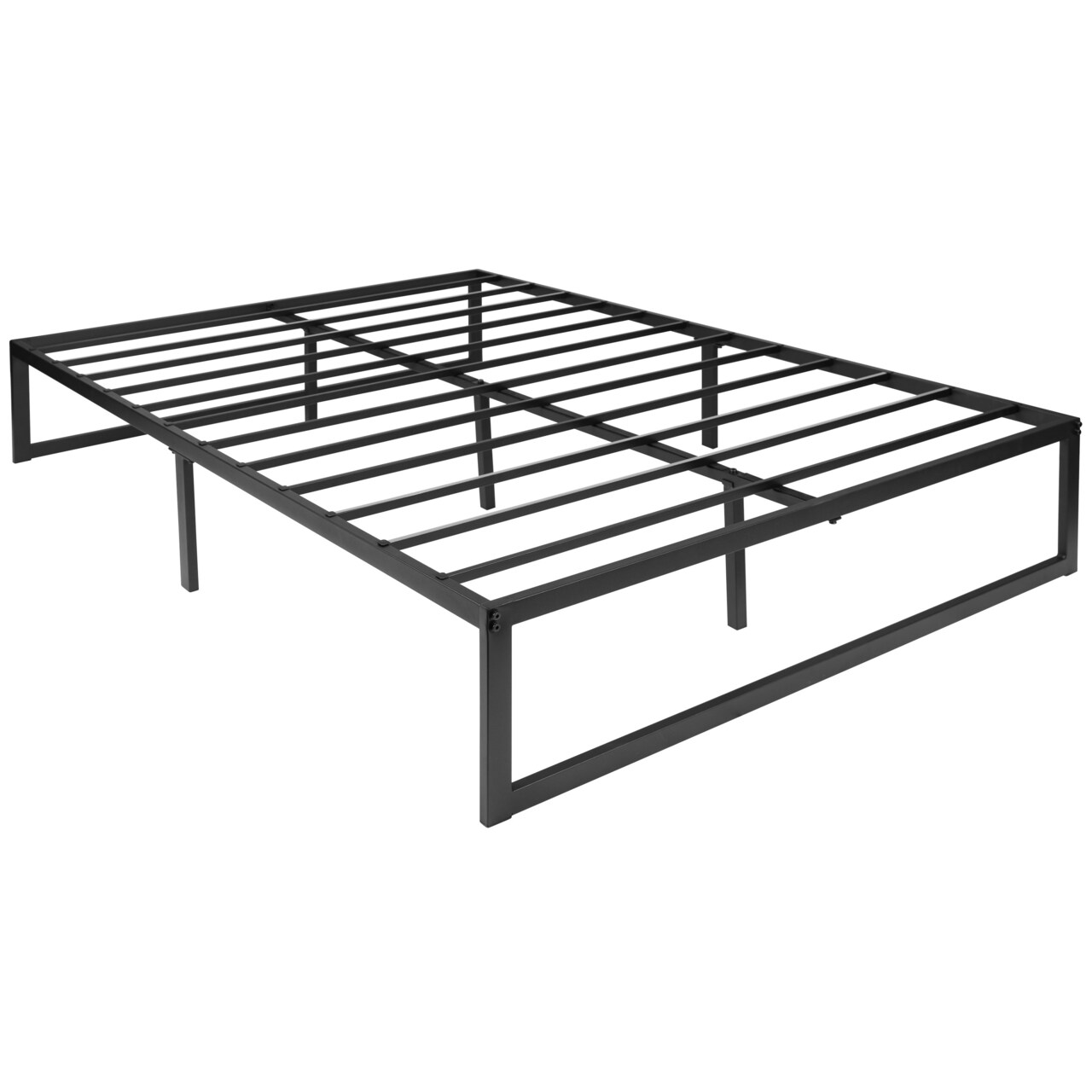 Merrick Lane Varallo 14 Inch Steel Bed Frame With Steel Slat Support For Any Mattress (No Box Spring Required)